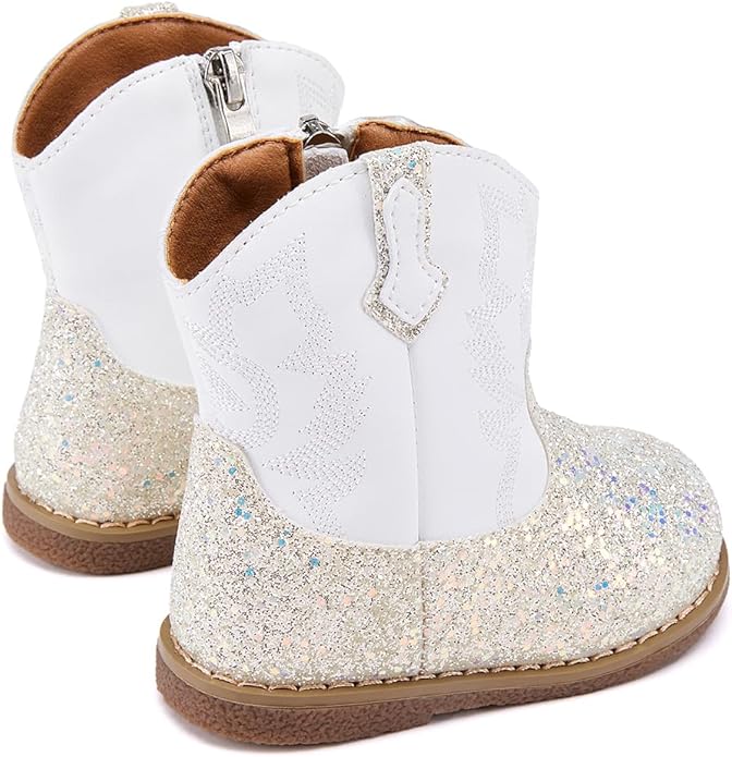BMCiTYBM Baby Cowboy Cowgirl Boots Infant Western Shoes Boys Girls Round Toe Boots All Seasons 6-24 Months