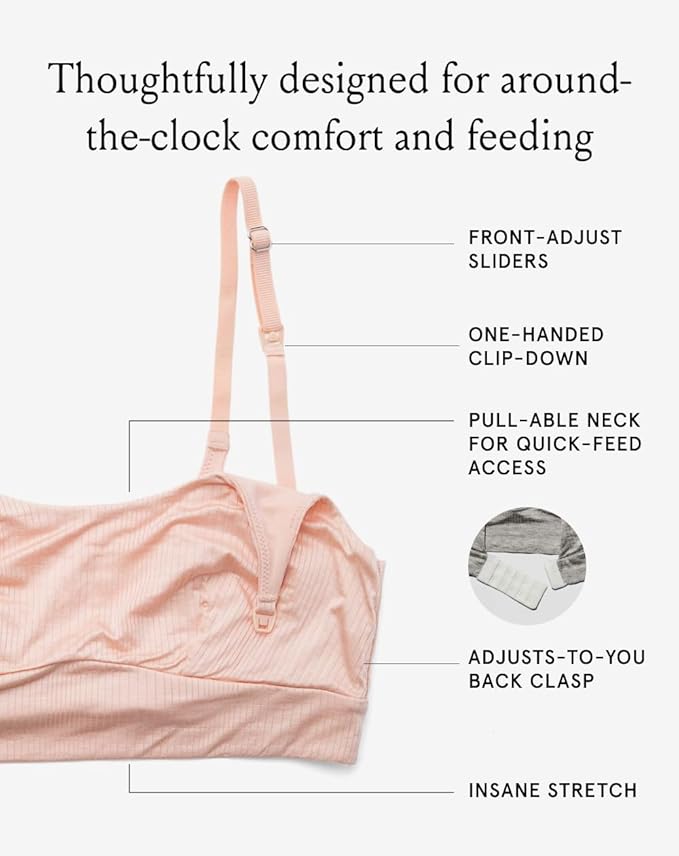 Bodily Everything Bra for Pregnancy, Nursing & Breastfeeding, Soft, Stretchy, Wireless Maternity & Sleep Bra with Clip Down Nursing Access