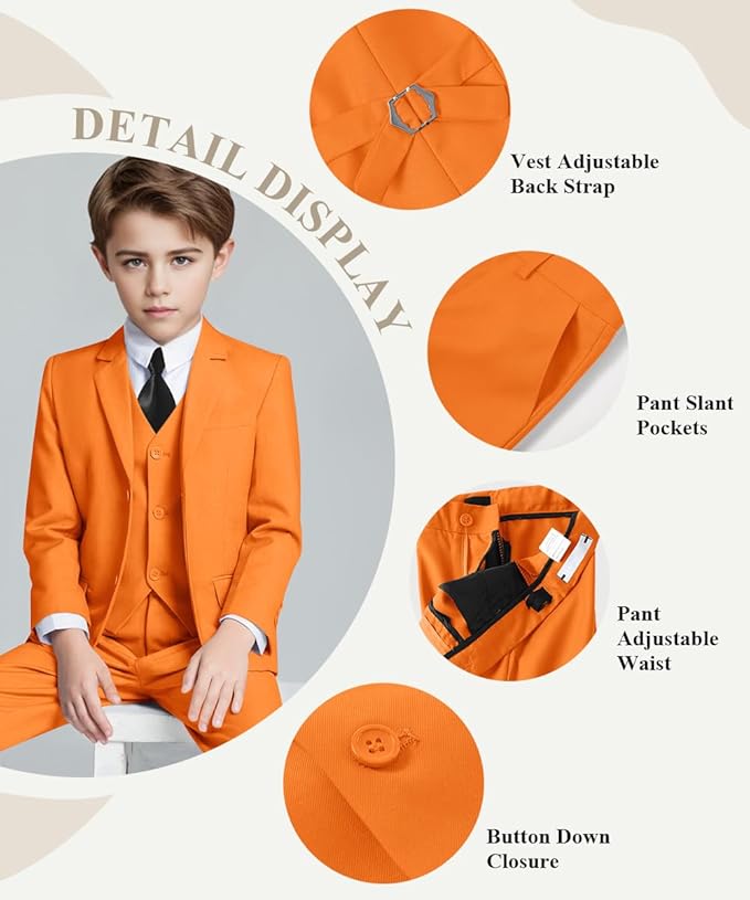 Visaccy Boys Suits Slim Fit Dress Clothes Ring Bearer Outfit