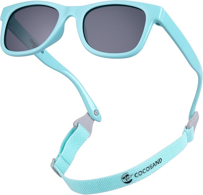 COCOSAND Flexible Baby Sunglasses with Strap Polarized UV Protection for Toddler Infant Newborn Boy Girl Age 0-24 Months