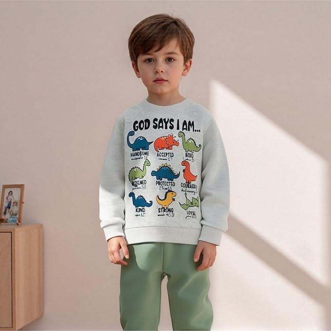 Nyapruwe Toddler Baby Boy Fall Outfit Funny Print Long Sleeve Sweatshirt Joggers Pants Set Kids Warm Winter Clothes