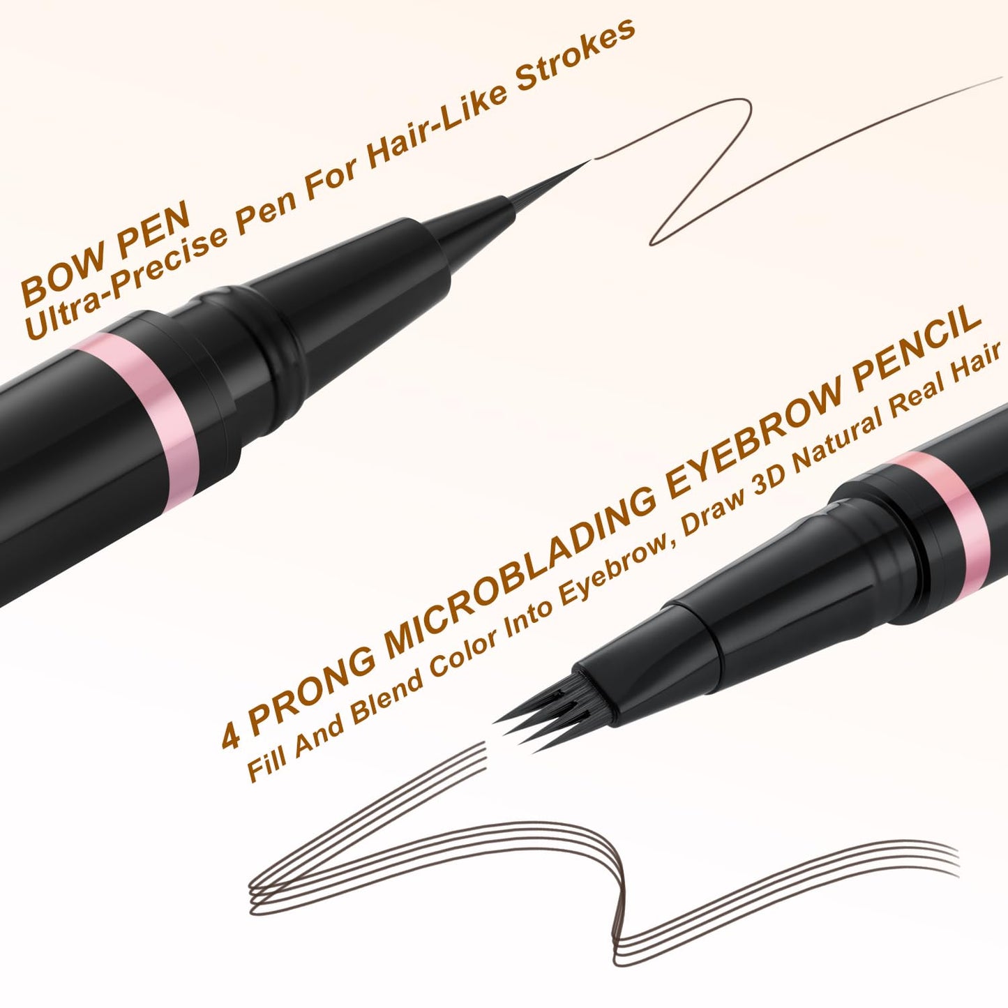 LAVONE Eyebrow Pencil Makeup Kit, with Waterproof 2-IN-1 Microblading Eyebrow Pen, Eyebrow Pomade, Eyeliner and Dual-ended Eyebrow Brush, Brow Pencil Kit for Natural Eyebrows - Chocolate