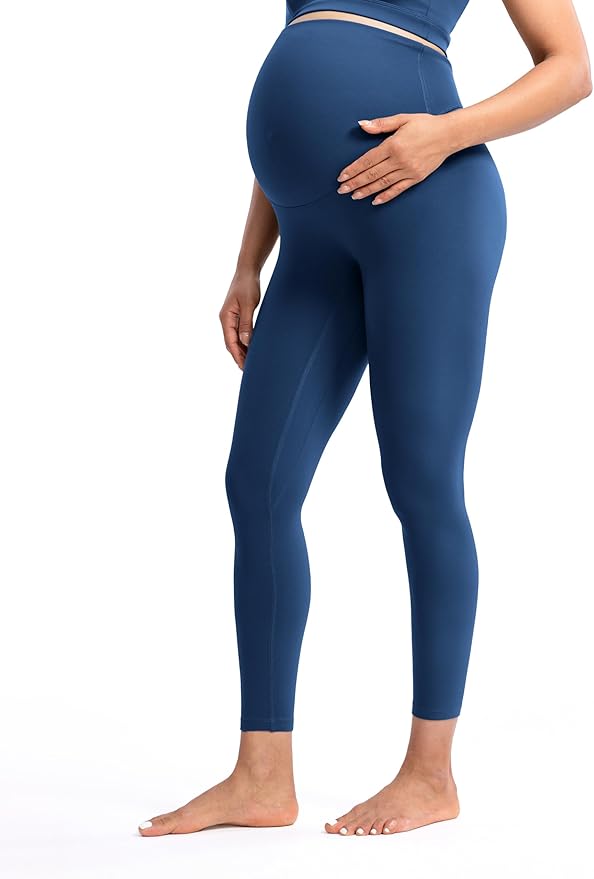 POSHDIVAH Women's Creamluxe Maternity Leggings 25"/28" Over The Belly Pregnancy Yoga Pants Active Workout Leggings