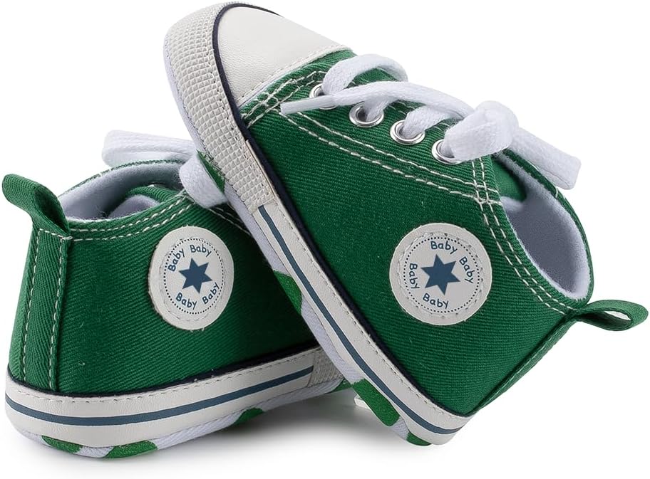 Meckior Baby Girls Boys Canvas Sneakers Soft Sole High-Top Ankle Infant First Walkers Crib Shoes