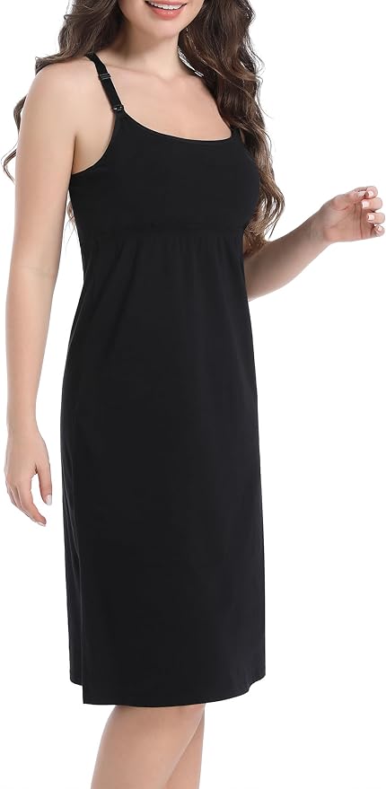 SUIEK 3-Pack Maternity Nursing Nightgown Cotton Breastfeeding Dress Pregnancy Tank Tops Sleepwear