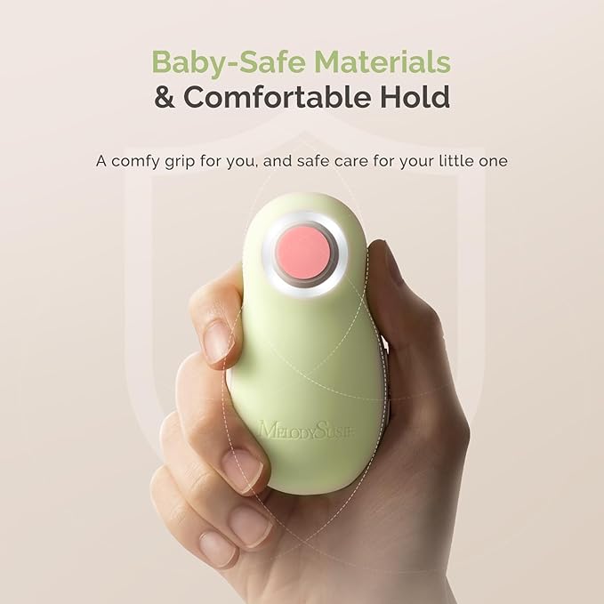 MelodySusie Baby Nail Trimmer Electric, Magnetic Rechargeable Baby Nail File with Night Light, PC20F Baby Nail Clippers Set with 6 Gentle Pads for Newborns, Infants & Toddlers, Green