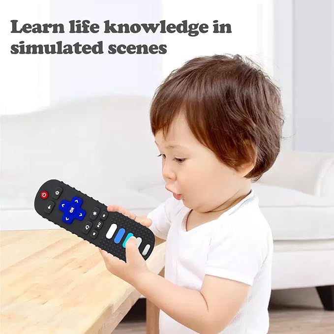 Silicone Baby Teething Toys,Teething Toys for Babies 3 6 18 24 Months,Baby Silicone Chew Toys,Remote Control Shape Teether Toys,BPA Free(N-Black)