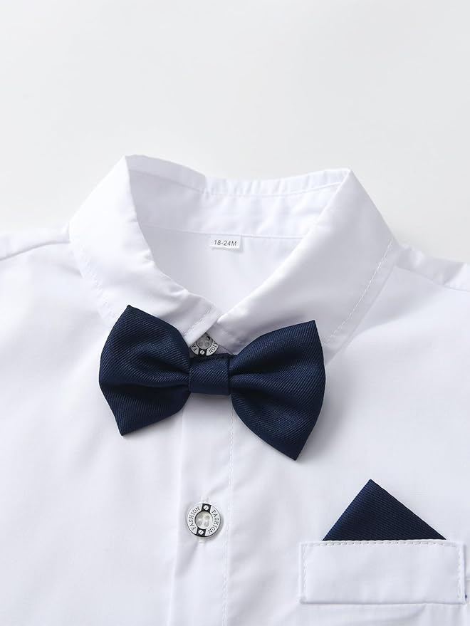Boarnseorl Baby Boys Pants Sets,Toddler Gentleman Outfits, Infant Long Sleeve Shirt + Pants + Bow Tie + Suspenders