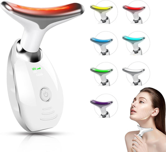 Portable Facial Massager, Multifunctional Facial Skin Care Tools, Face and Neck Massager, Face Sculpting Tool, 7 Color Led Face and Neck Beauty Device for Home Use