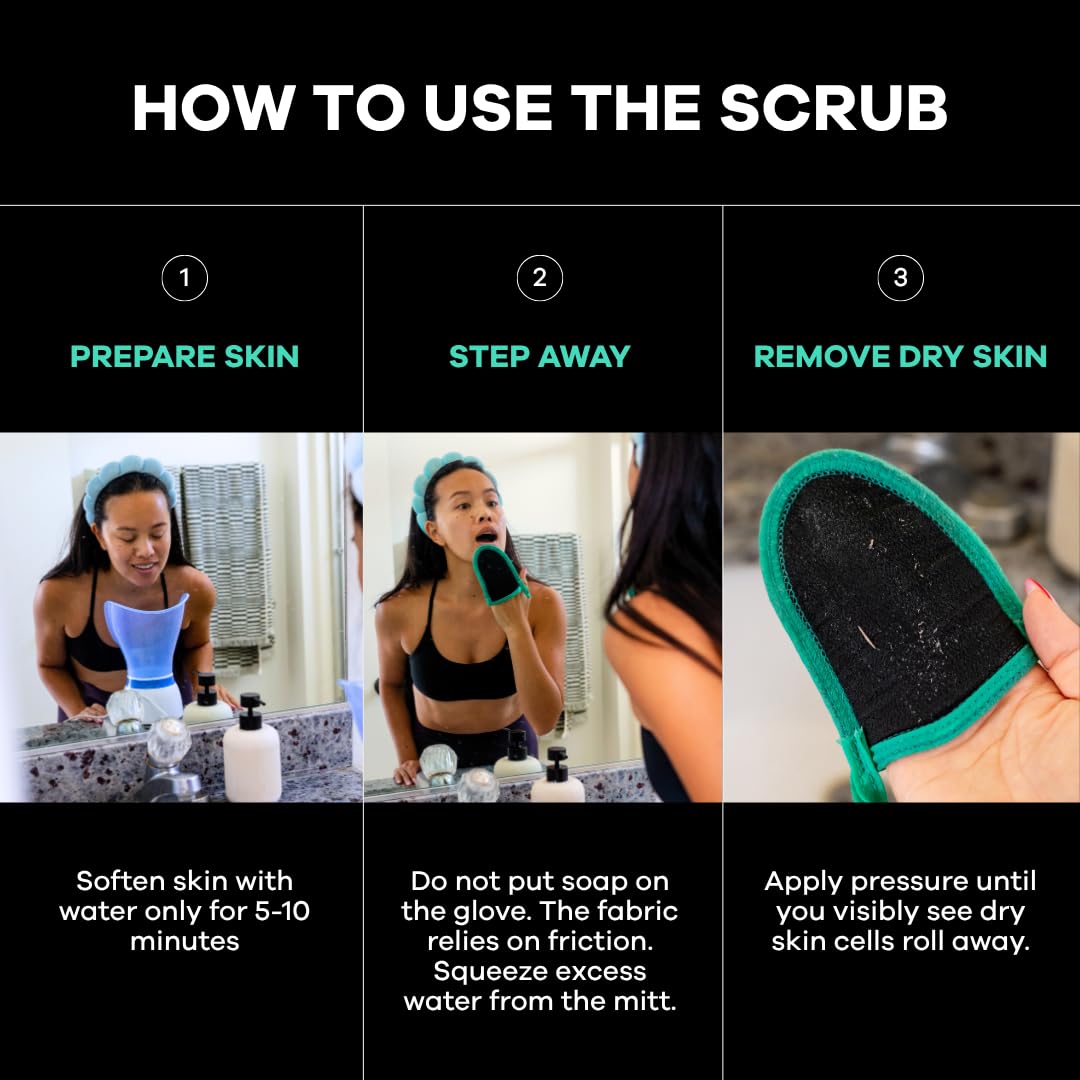 Dermasuri Deep Exfoliating Face Mitt - Scrubber, Dead and Dry Skin Remover for Men and Women - Exfoliator Gloves for Shower and Dry Use - ( 1 Pack)