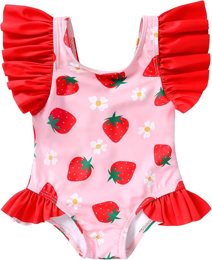Newborn Baby Girl Ruffle Swimsuit Infant Toddler One Piece Floral Bikini Beach Bathing Swimwear Set