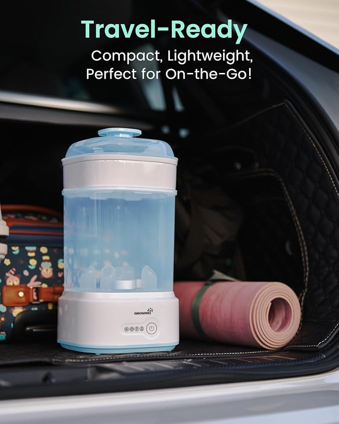 Bottle Sterilizer and Dryer, Compact Electric Steam Baby Bottle Sterilizer (Esterilizador de Biberones), Bottle Sanitizer for Baby Bottles, Pacifiers, Pump Parts Blue