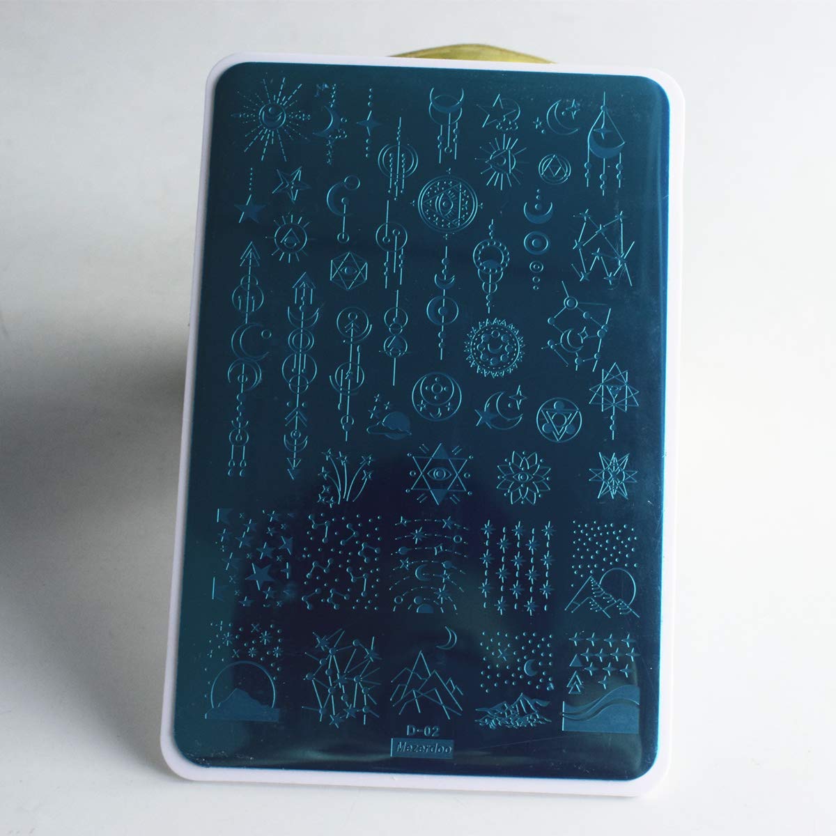 2pcs Sun Moon Star Nail Plates Stamping Set Sea Shell Pattern Stamp Templates Geometry Flowers Nail Art Stamper Plates for DIY Print Manicure Salon Design Gift Supplies 9.5x14.5CM