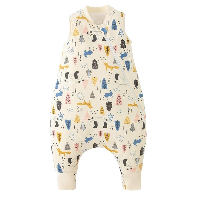 Duomiaomiao 2.5 TOG Toddler Sleep Sack 3-4T 100% Cotton Winter Side Open Zipper Baby Sleep Sack with Feet, Warm Toddler Wearable Blanket