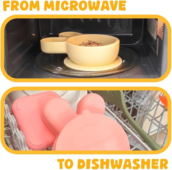Baby Plates with Suction - Self-Feeding Tools for Baby - Made in Korea - Suction Plates Feeding Essentials - Ideal Baby Food Plates - Perfect Design for Toddlers (Purple, Rabbit)