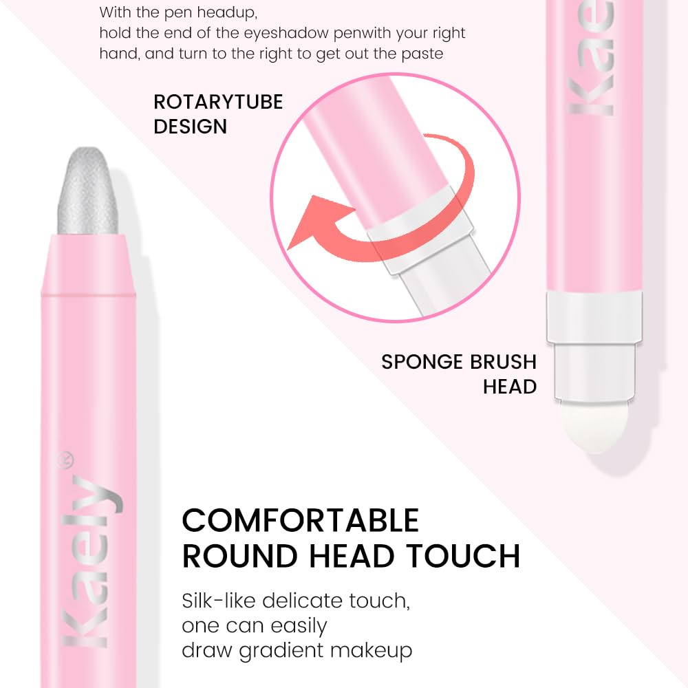 evpct 2Pcs Cream Eye Shadow Brightener Sticks Set for Eyes Waterproof, Pearl White & Silver Matte Cream Eyeshadow Applicator Stick Long Lasting Pigmented Eye Makeup sombras en crema para ojos 01 + 16