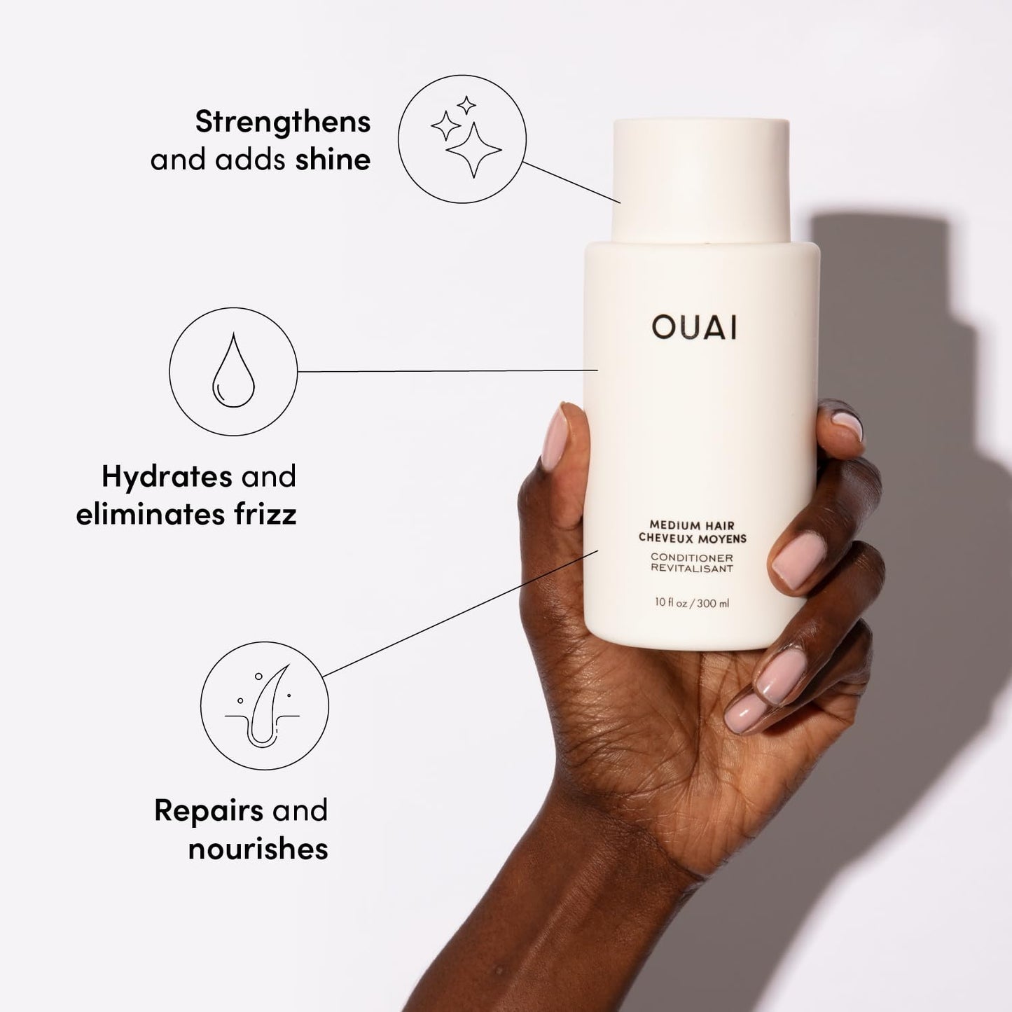 OUAI Medium Hair Shampoo & Conditioner Set, Travel Size - Hydrating Shampoo & Conditioner - With Coconut Oil, Babassu, Kumquat Extract & Keratin - Sulfate, Paraben & Phthalate Free (3 Oz)