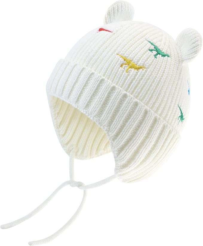 BAVST Baby Beanie Hat for Winter with Earfalp Cute Bear Kids Toddler Girls Boys Warm Knit Cap 0-2Years
