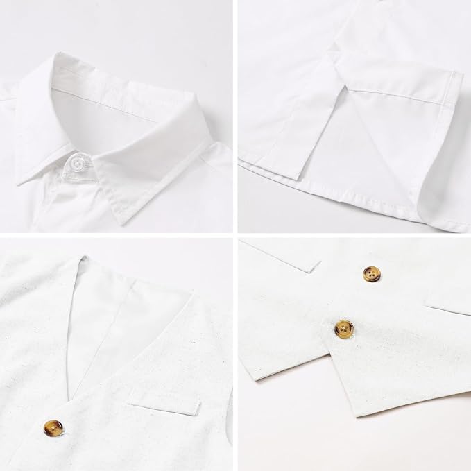 SANGTREE Boys Cotton Linen Suit Formal Set Baby Clothes Boy Gentleman Wedding Ring Bearer Outfits, 3 Months - 9 Years
