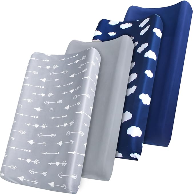 Changing Pad Cover, Diaper Changing Pad Covers 4 Pack, Fitted Baby Changing Table Sheets for 32''×16'' Change Table Pad, Cradle & Bassinet Sheets for Boys & Girls, Soft & Breathable