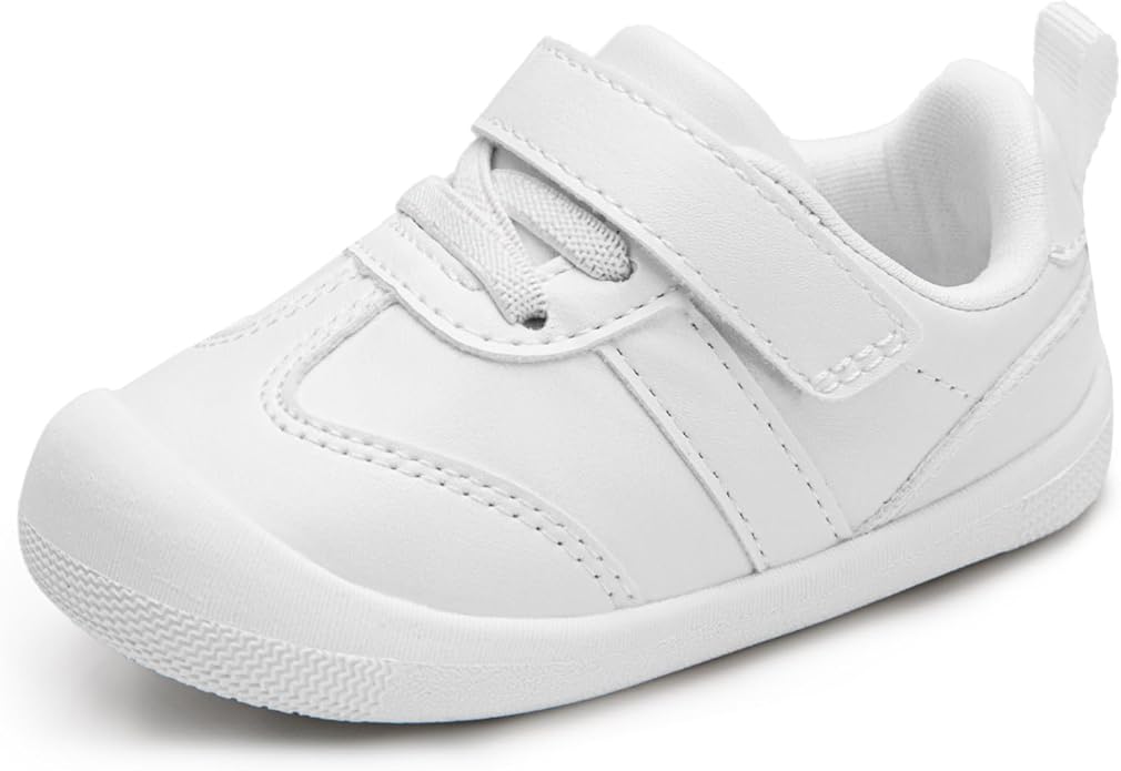Baby Shoes Boys Girls Barefoot Wide Toe Box Zero Drop First Walkers PU Leather Nonslip Toddler Sneakers for 6-24 Months Infant Walking,Running,Crawling