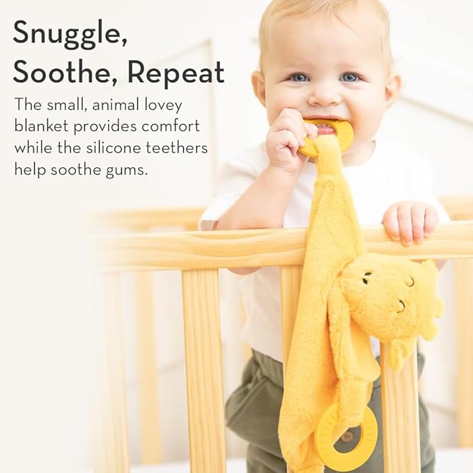 Baby Teether & Plush Lovey by Bella Tunno, Silicone Teether with Animal Snuggle Toy & Sensory Rattle, Teething Relief for Babies 0-6 Months, 6-12 Months, Elephant