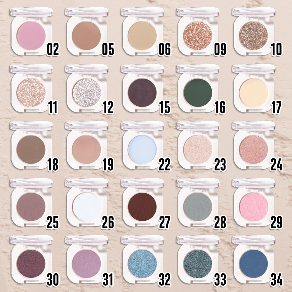 Light Nude Single Matte Eyeshadows Makeup, Neutral Powde Eye Shadow for Women, Skin Singles Matte Eyeshadow Palette Pigmented Waterproof, sombras para ojos, Blendable, Girls Eyeshadow Gift 06