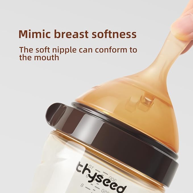 Thyseed PPSU Natural Breast-Like Bottle with Nipple(3-7 Months),10oz，2pack