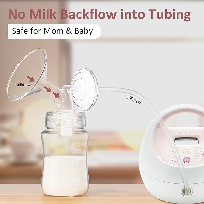 Pump Parts Compatible with Spectra S1/S2/9Plus Breastpump, Full Set Replacement Parts for Spectra Include 21mm Flange,Duckbill Valve,Backflow Protector,Tube,Bottle, Not Original Spectra S2 Accessories