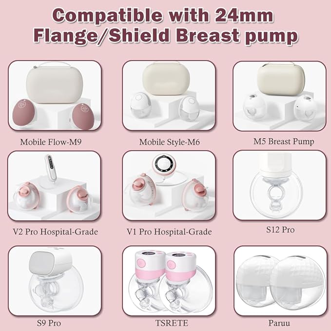 Flange Insert 14mm 6pcs Compatible with Momcozy M5/M9/M6/S12 Pro/V1 Pro/V2 Pro,for Spectra/Medela/MomMed/eufy/Lansinoh/Elvie Breast Pump, Fit for 24mm Flange/Shield of Most Pumps (6PC-14mm)
