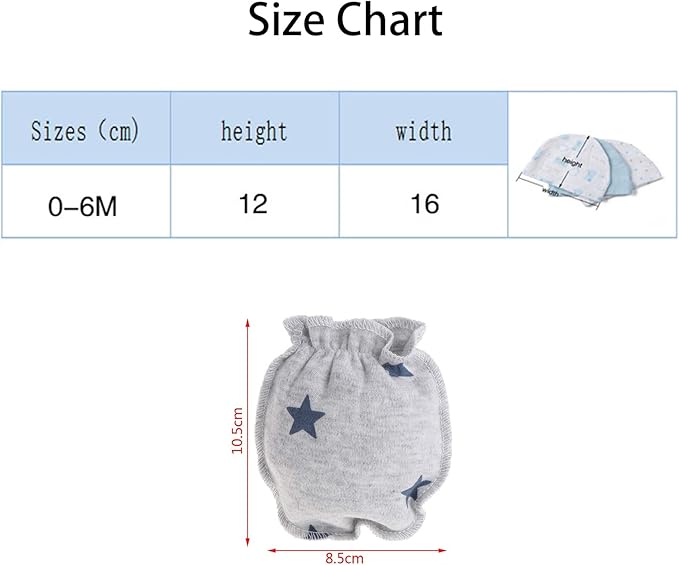 Baby Hat and Mittens Set Newborn Baby Hats Caps for Baby Boys Girls 0-6 Months 100% Cotton