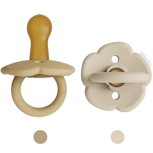 Moonkie Pacifiers Set of 2 | One-Piece Design Baby Pacifier with Large Air Holes | BPA-Free Silicone | Safe for Babies 0-6 Months