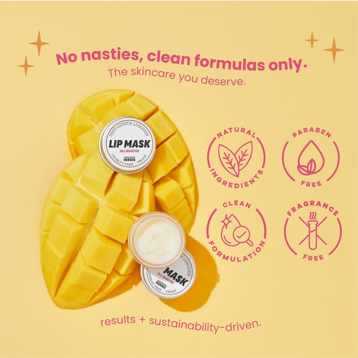 100% Natural Lip Butter Sleeping Lip Mask, Overnight Lip Moisturizer and Conditioner for Dry Lips. Intensive Lip Balm and Lip Therapy Skin Care with Mango butter (Original All Nighter)