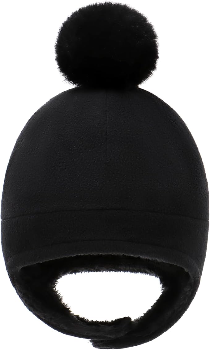 Baby Beanie Hat Pom Full Hood Hat Toddler Winter Hat Fleece Earflap Cap for 6M-4T Boys Girls Winter