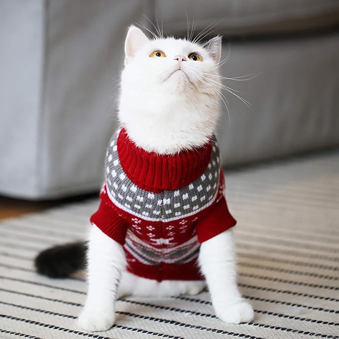 Vehomy Dog Christmas Sweaters Pet Winter Knitwear Xmas Clothes Classic Warm - Image 3