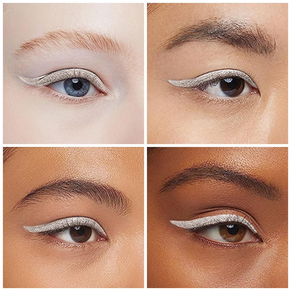 Kaely Silver Gel Eyeliner Pencil,Waterproof Smudge Proof Eye Liner Pen,Cat Eye Goth Halloween Makeup,Eye Black Face Paint Lipstick Crayon,Color Colorful Eyeliner Eyeshadow Stick,01