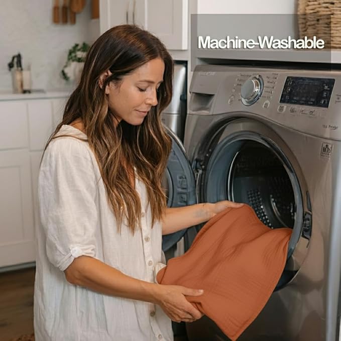 Muslin Nursing Covers for Breastfeeding, Arch Neckline Breast Feeding Covers for Women, Moms Privacy Breathable Summer Nursing Apron, 43.3" x 25.6" Soft Feeding Cover (Orange Red)