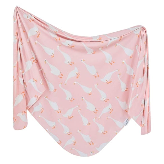 Copper Pearl Baby Swaddle Blanket - Premium Knit Baby Blanket, Large Soft Stretchy Receiving Blankets for Baby Girl, Swaddles for Newborn, Infant, and Toddler (Goosie)