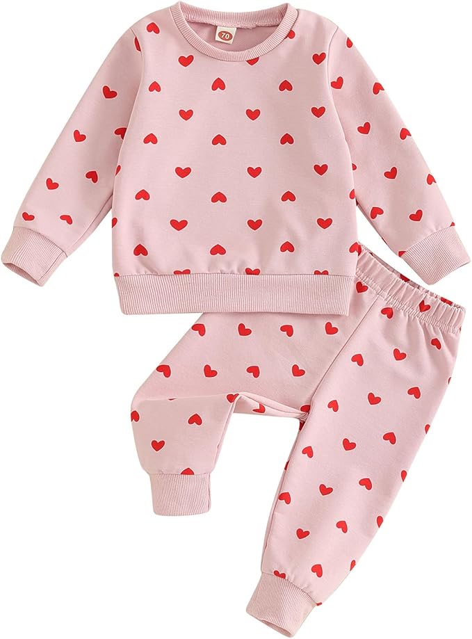 Fernvia Toddler Baby Girl Clothes 3 6 9 12 18 24 Months Fall Outfits Solid Long Sleeve Sweatshirt Tops + Pants Set