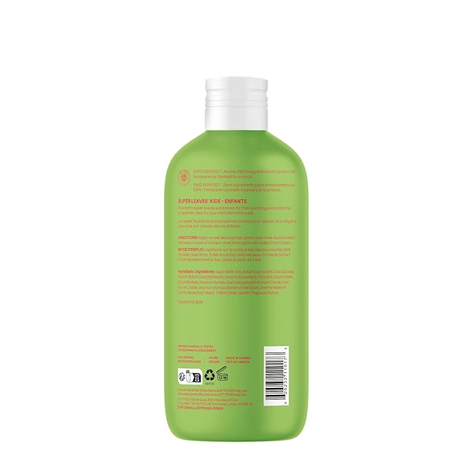 ATTITUDE Shampoo and Body Wash for Kids, EWG Verified, Dermatologically Tested, Plant- and Mineral-Based Ingredients, Vegan and Cruelty-Free, Watermelon and Coco, 16 Fl Oz