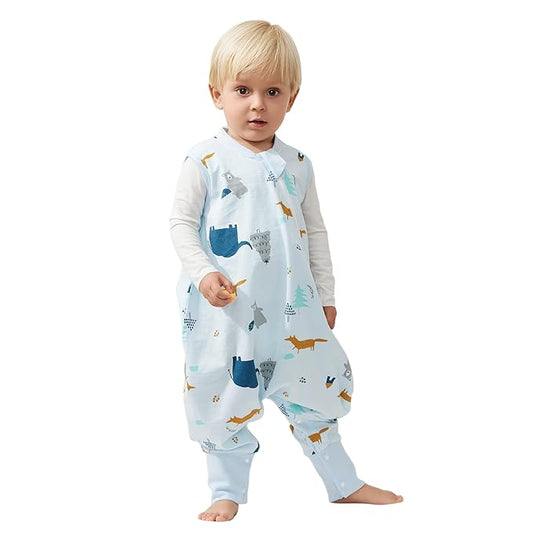 Duomiaomiao 0.5 TOG Toddler Sleep Sack 36-48 Months 100% Cotton Lightweight Baby Sleep Sack with Feet, Breathable Comfy Toddler Wearable Blanket