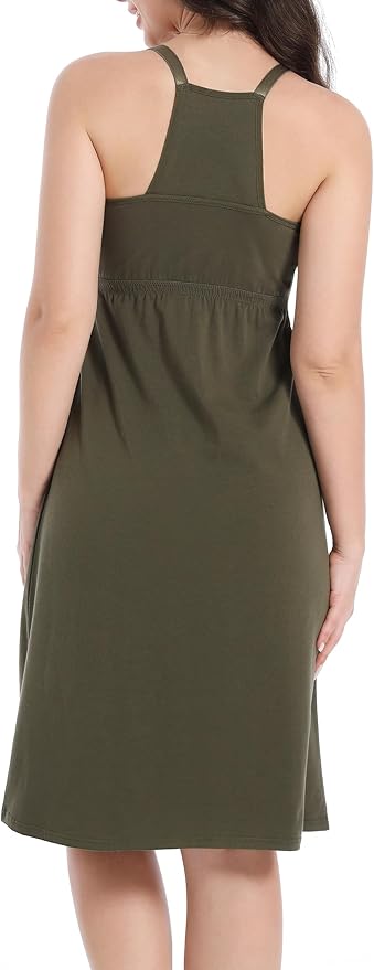 SUIEK 3-Pack Maternity Nursing Nightgown Cotton Breastfeeding Dress Pregnancy Tank Tops Sleepwear