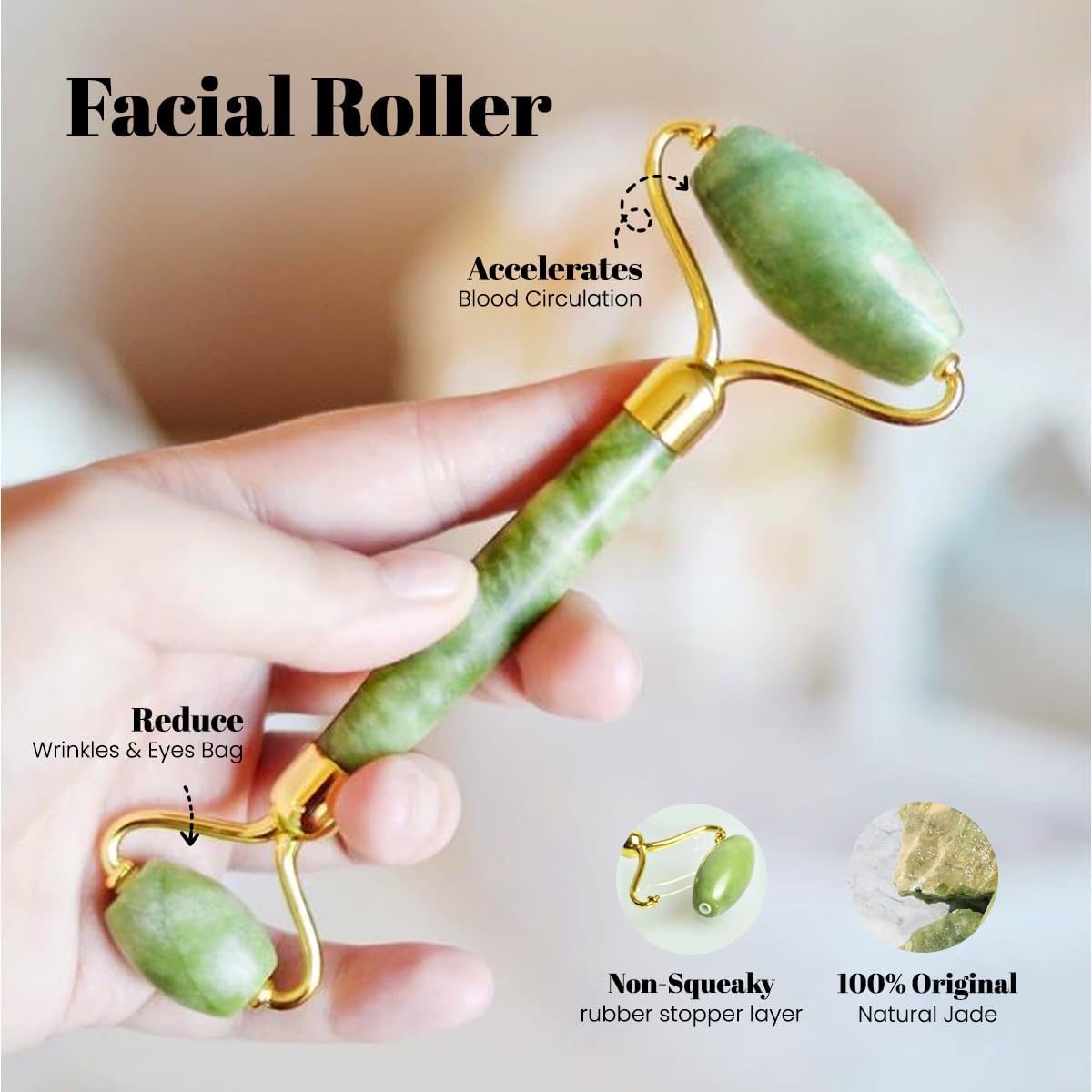 ROSELYNBOUTIQUE Gua Sha Facial Tools & Face Roller for Lift Wrinkless Natural Skincare Tool Jade Roller Guasha Tool for Face (Green)