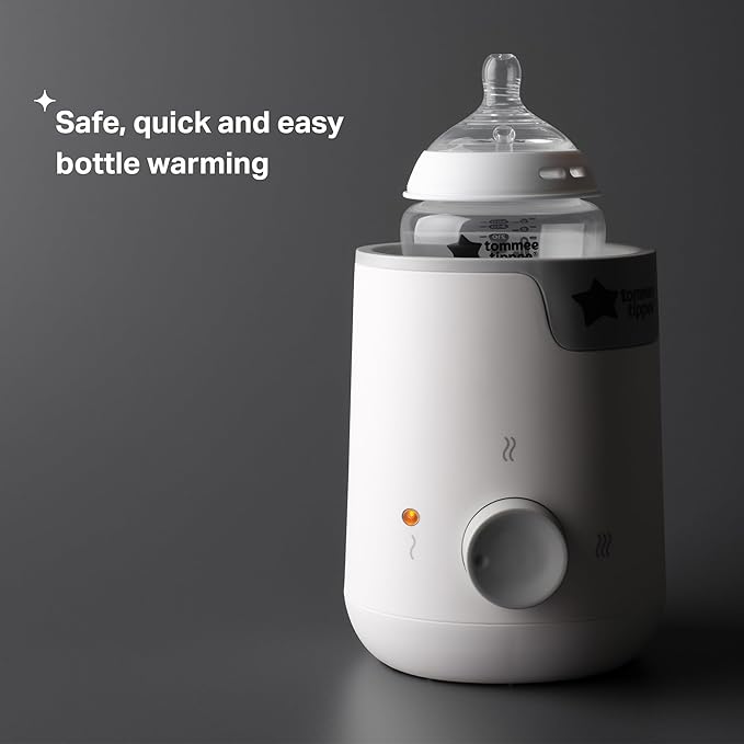 Tommee Tippee Easiwarm Bottle Warmer, Warms Breast Milk and Formula Bottles, Automatic Timer, One-Dial Operation+ Natural Start Anti-Colic 5 oz BPA Free Newborn Bottles, Slow Flow Breast-Like Nipple