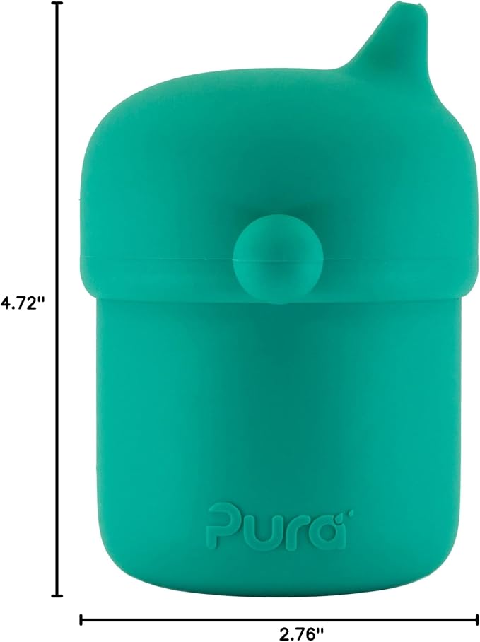 Pura my-my Silicone Sippy Cup - Training Cup, Reusable, Platinum Food Grade Medical Grade, Spill Proof Cups for Kids, Toddlers, Babies & Infants - 2-Pack Mint + Straw, Moss Combo
