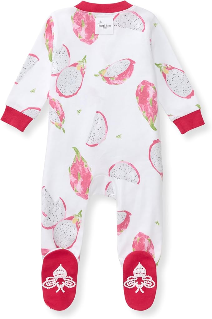 Burt's Bees Baby Girls Footed One-piece Pajamas, Sleep and Play Loose Fit, 100% Organic Cotton, Sizes NB to 6-9 Months