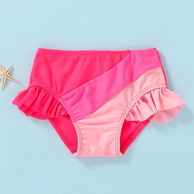YOUNGER TREE Toddler Girls Two Pieces Swimsuit Color Block Stripe Swimwear Summer Beach Bathing Suit 18M-5T