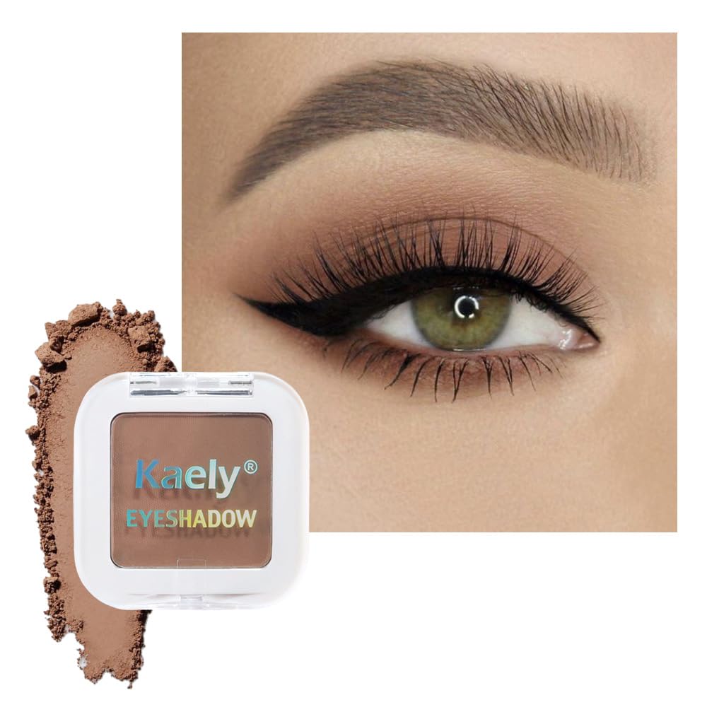 Kaely Single Eyeshadow Makeup, Rosy Brown Neutral Powder Matte Eye Shadow for Older Women, Mini Monochrome Eye Shadow Palette Pigmented Waterproof, sombras para ojos, Lightweight Blendable, 14