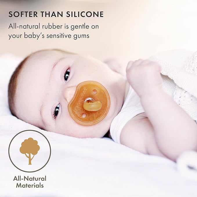 Natursutten Pacifiers 12-18 Months - 2-Pack Butterfly Shield Round Nipple Natural Rubber Safe & Soft BPA-Free Pacifiers for Breastfeeding Babies - Newborn Pacifiers Made in Italy