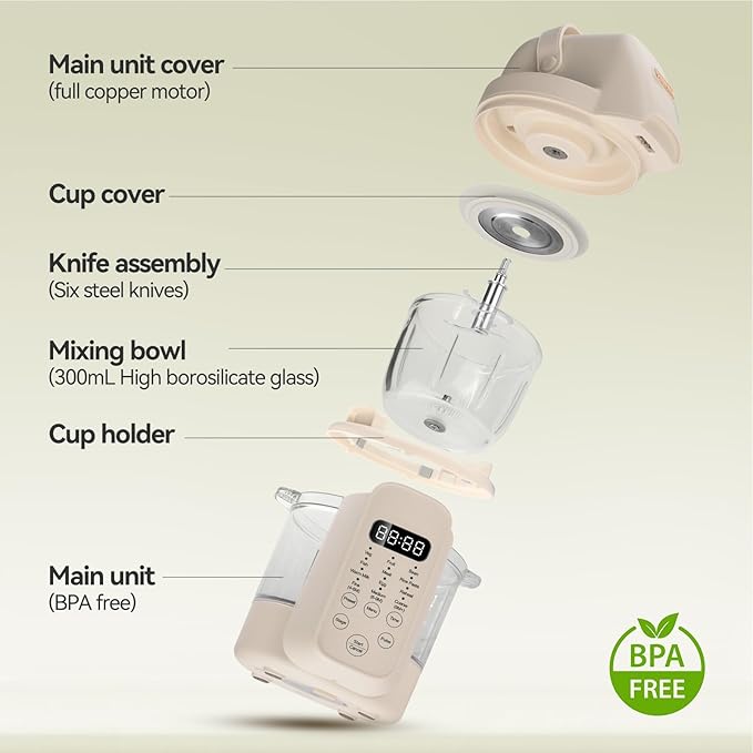 IAGREEA Glass Baby Food Maker, One Step Baby Food Processor Steamer Puree Blender Grinder Mills Machine, Auto Cooking & Grinding for Healthy Homemade Baby Food with 3 Age Stages, BPA-Free